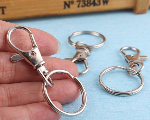 10pcs 1 Silver Keychain With Swivel Snap Hook,2557mm Split Key