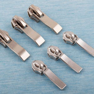 Silver #5 Zipper Slider Puller: Metal Zip Head for Sewing