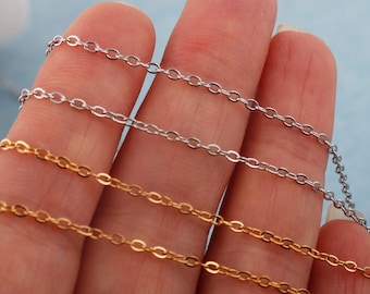 Edelstahl-Kabelkettenhalskette: 2 mm breite Gold / Silber-Bulk-Kette