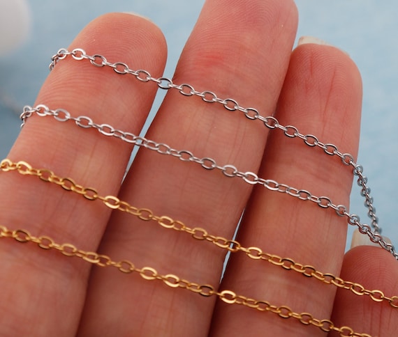 ステンレススチール チェーンネックレス シルバー/ゴールド ステンレススチールケーブルチェーンネックレス：2 mmゴールド