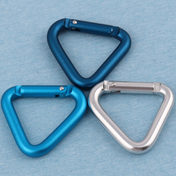 Aluminium alloy Triangle carabiner camp snap hook, 50mm length metal carabiner push gate clip,key chains key rings for hiking