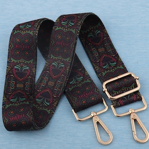 Adjustable Geometric Stripe Bag Strap: 1.5 inch Wide, Crossbody Purse Strap