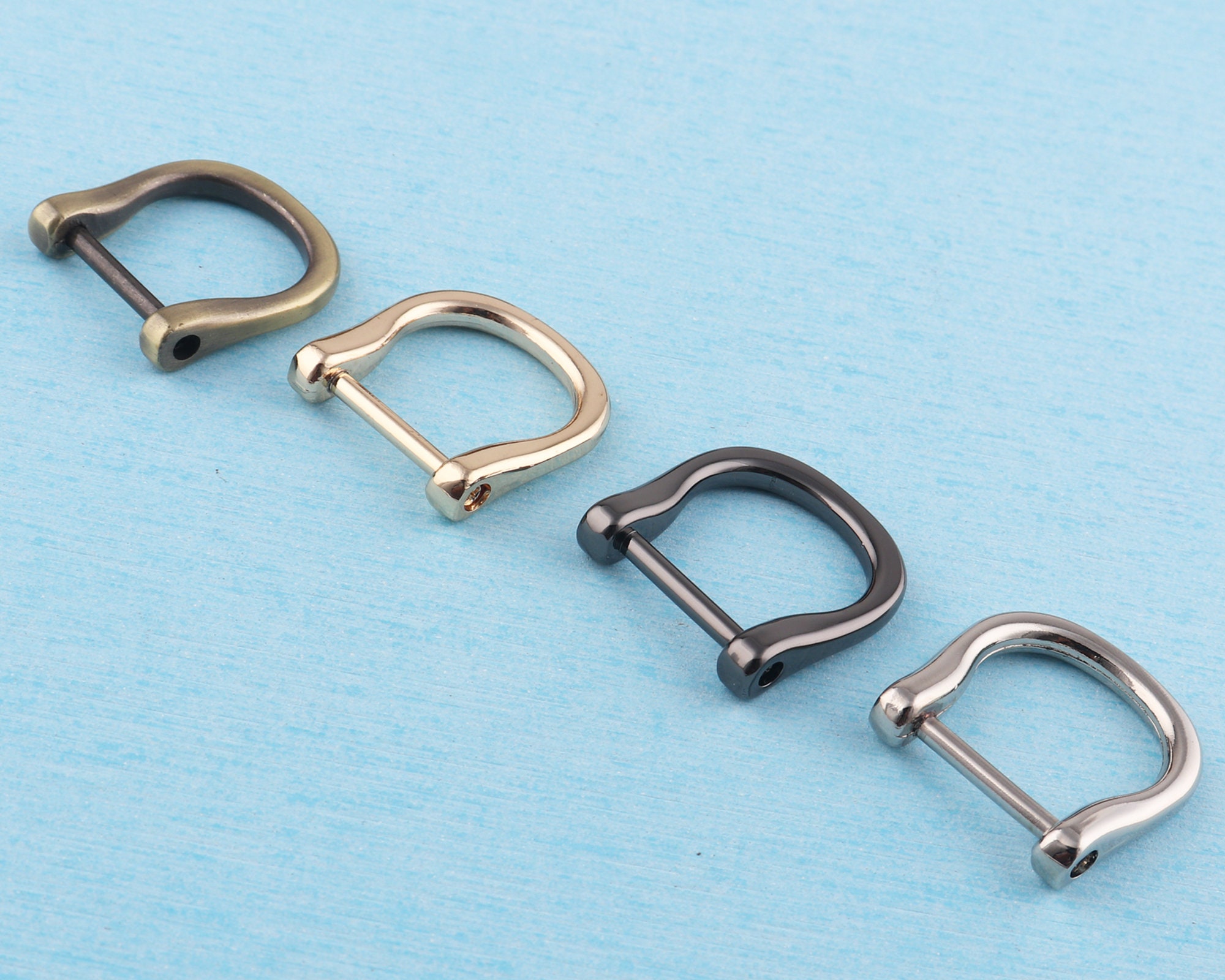 Metal Field U Shape Brass Hook Keychain Clasps with Split Ring + Lobster/Messing Schlüsselanhänger Length 72 / 5pcs
