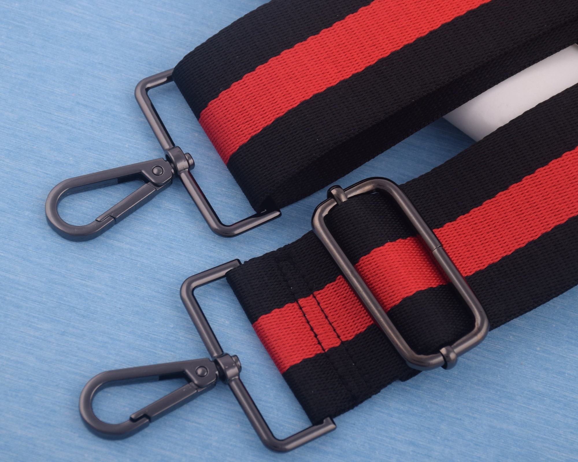 2 width custom adjuster bag strap black red stripe purse Etsy