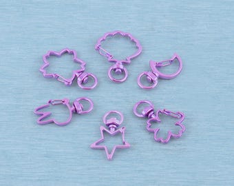 Purple Swivel Snap Clasps: Metal Carabiner Keychain Hooks (9mm)