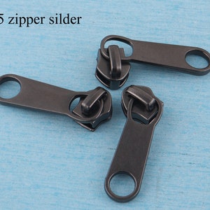 Black Metal Zipper Slider #5: 42x10mm Zip Puller - 10pcs/20pcs
