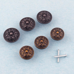 Antique Brass Flower Drawer Pull: Victorian Cabinet Knob, 34mm/29mm