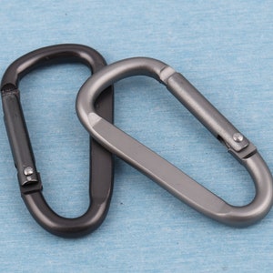 Aluminum Carabiner Clip: Matte Black/Gray Keychain Hook (60x31mm)