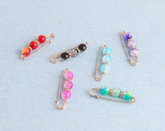 Beaded Safety Pins: Shawl Scarf Brooch Pins,Jewelry Making - 57mm