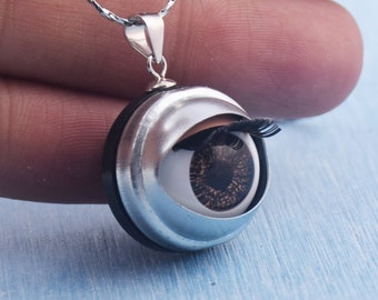 Pendentifs de collier d'oeil de poupée de sommeil clignotants sur commande sur commande, les yeux de pendentif de pendentif de collier de collier de 20mm yeux de sûreté de jouet ronds des yeux ronds de jouet de jouet de fer