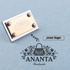 Personalisiertes Metall Geldbeutel Etikett: Rechteckig Anhänger mit Füße, personalisiertes Logo, 35*23 mm