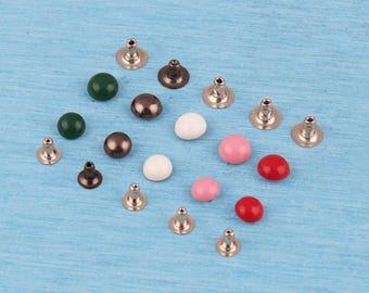 Solid Color Dome Cap Leather Rivets - DIY Craft Bag Shoes Clothing Accessories (8/7mm)