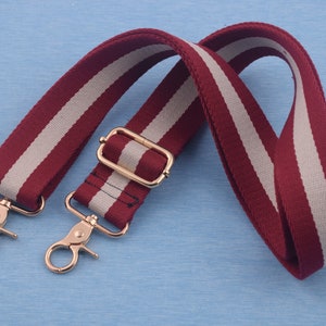 Bandoulière réglable personnalisée de 38 mm de large, à rayures rouges et blanches, bandoulière de rechange en coton réglable de 1,5 po.