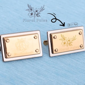 Custom Metal Purse Label: Engraved Rectangle Tag with Feet