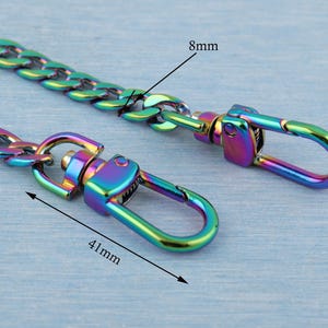 Rainbow Crossbody Bag Chain: 8mm Fashion Link with Swivel Clasps image 2