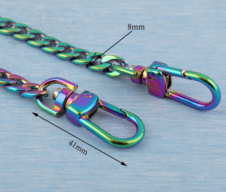 Rainbow Crossbody Bag Chain: 8mm Fashion Link with Swivel Clasps image 2