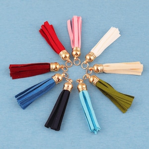 Faux Suede Leather Tassels : Keychain Charms, Bag Hardware (67mm)