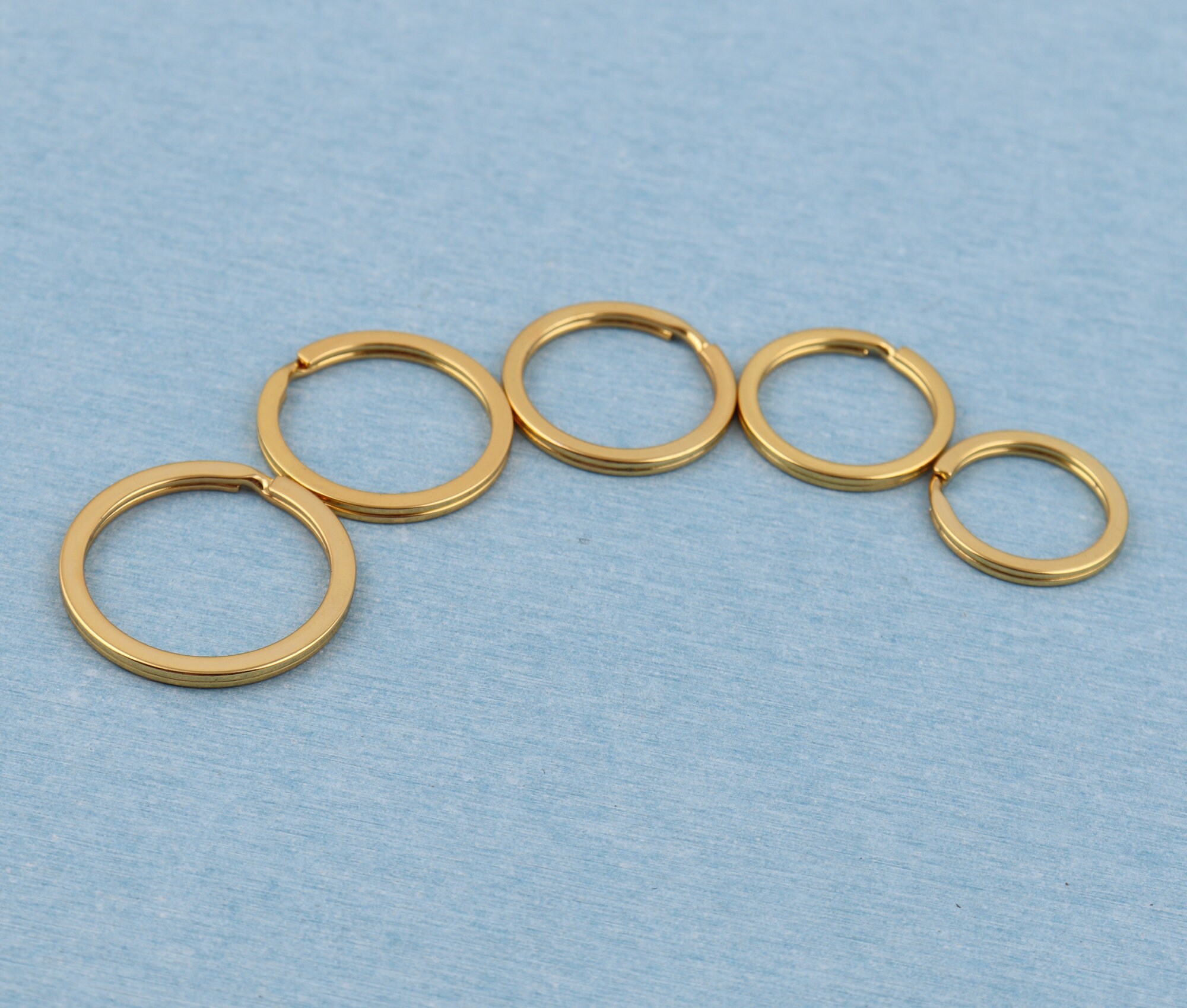 Bulk Keychain Key Ring Findings Flat Split Ring Keyring 30mm Gold