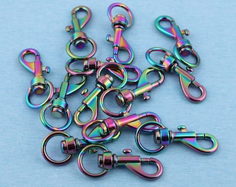 4-10pcs 16mm rainbow swivel snap clasp,5/8" inner metal push gate snap hook,zinc alloy trigger clip belt lanyard buckle for purse supplies