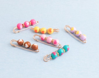 Beaded Safety Pins: Shawl Scarf Brooch Pins,Jewelry Making - 57mm