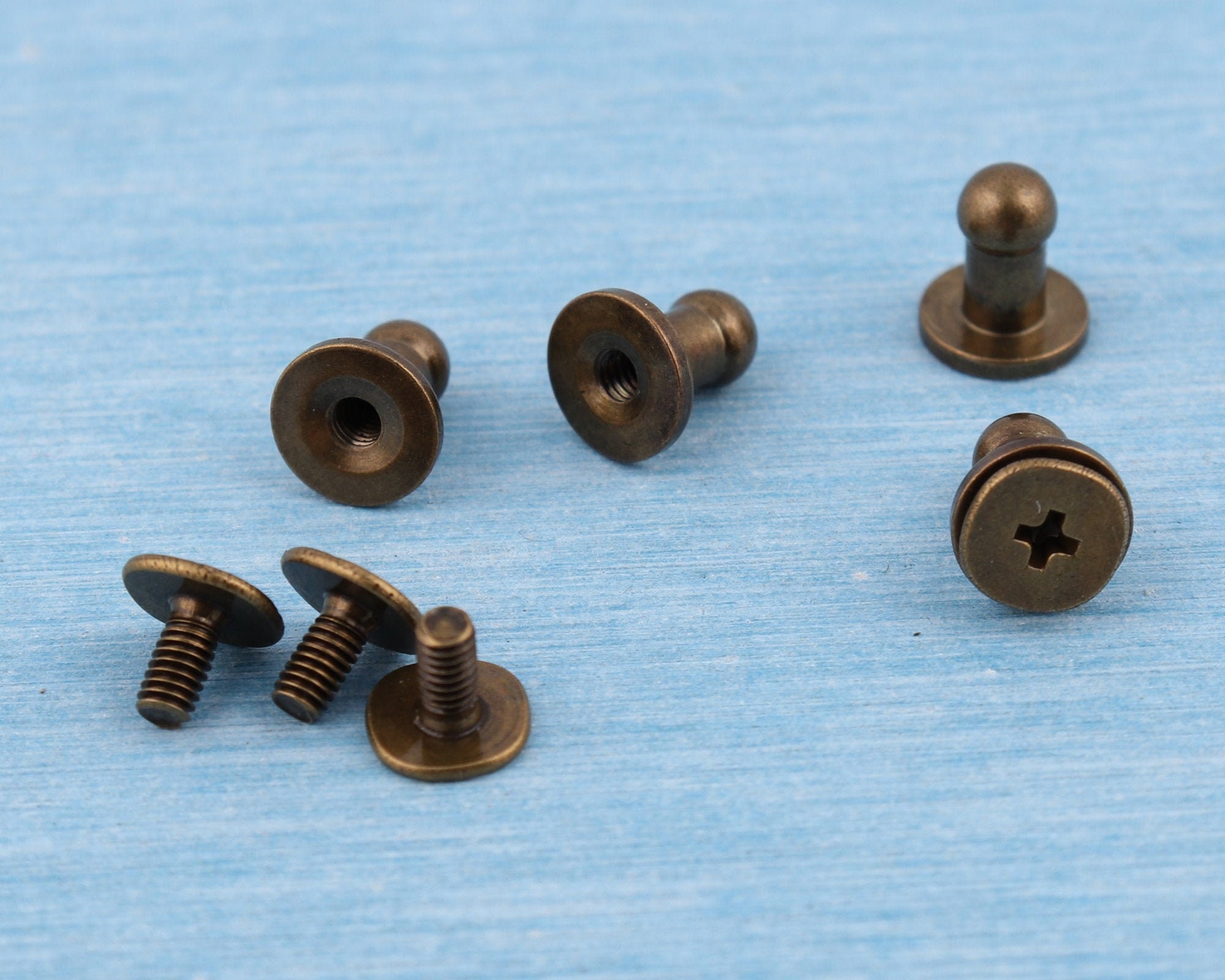 30sets screw rivets 4mm antique brass metal button screw back Etsy