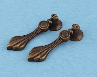 Antique Brass Drawer Pull Handle - Jewelry Box Cabinet Hardware