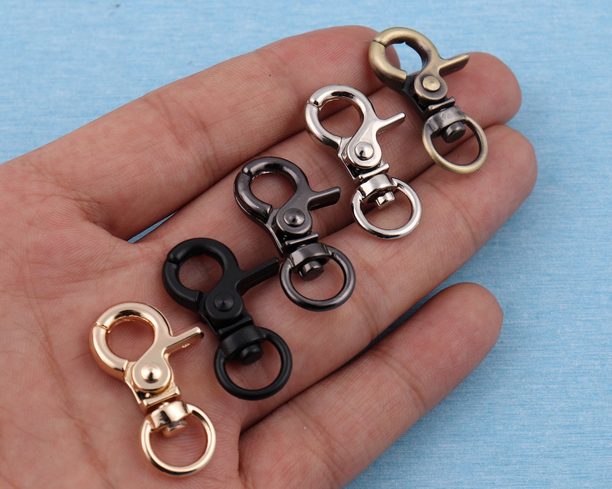  Semetall 10Pcs Black Swivel Snap Hooks Set,Mini Lanyard Snap  Hooks with Key Chain Rings for Lanyard Clip,Keychains Jewelry DIY Crafts