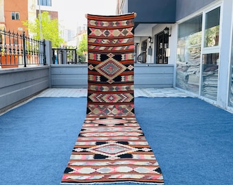 3x12 Vintage Runner Rug, Oushak Runner Rug, Turkish Runner Rug, Handmade Runner Rug, Hallway Runner Rug, Kitchen Runner Rug Entraway Rug