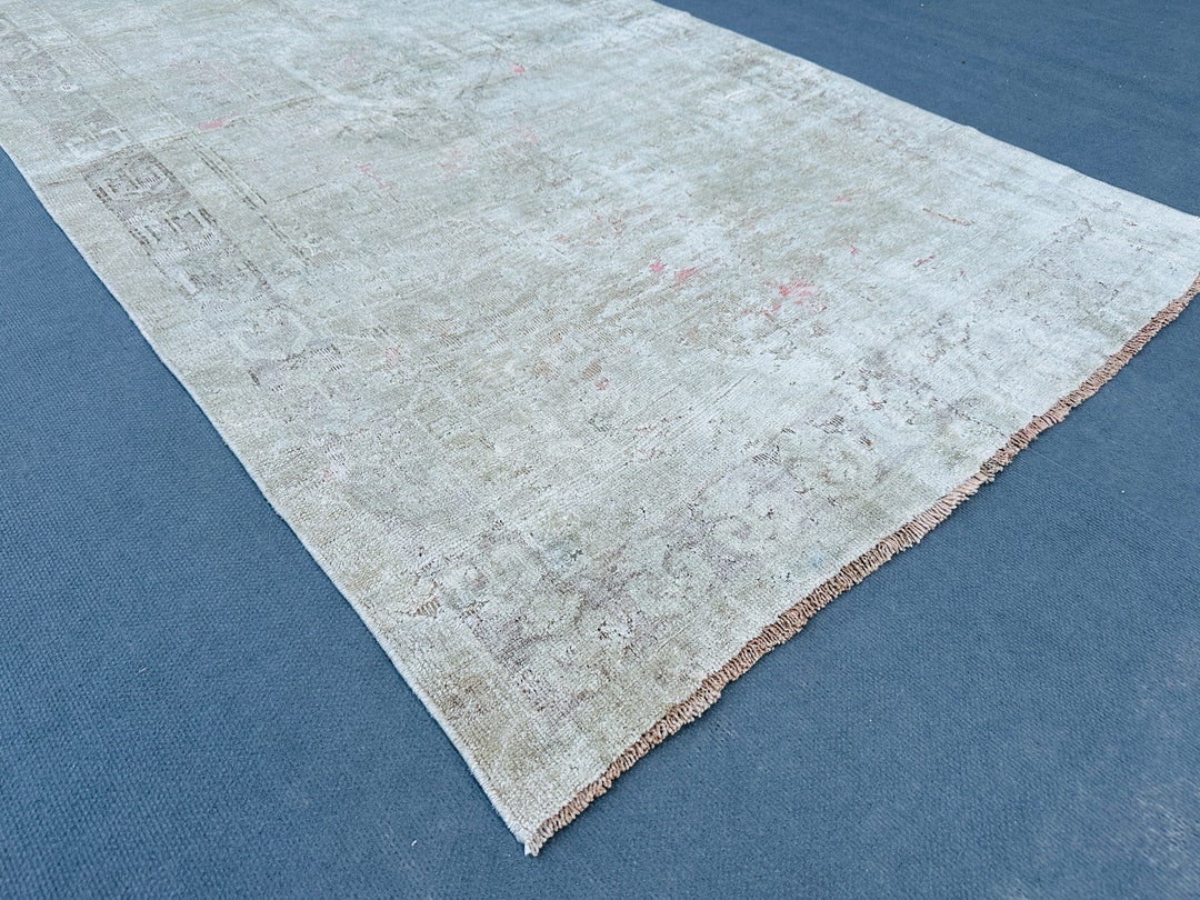 Natural Area Rug, Large Rug 4x8, Wool Area Rug, Old Vintage Rug, Beige ...