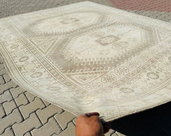 10x13 Vintage Rug, Gray Turkish Rug, 10x13 Oushak Rug, Oversized Rug, Living Room Rug, Dining Room Rug, Antique Rug, 10x13 Carpet, Large Rug