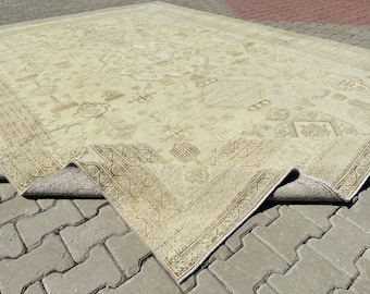 10x13 HandKnotted Neutral Oversize Vintage Area Rug 1940's