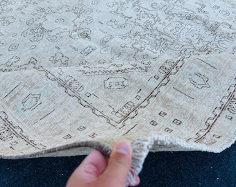 8x10 Beige Turkish Rug, 8x10 Wool Rugs, Large Vintage Rug, 8x10 Area Rugs, 8x10 ft Rug, 8x10 Oriental Rug, Large Decor Rugs, Beige Brown Rug