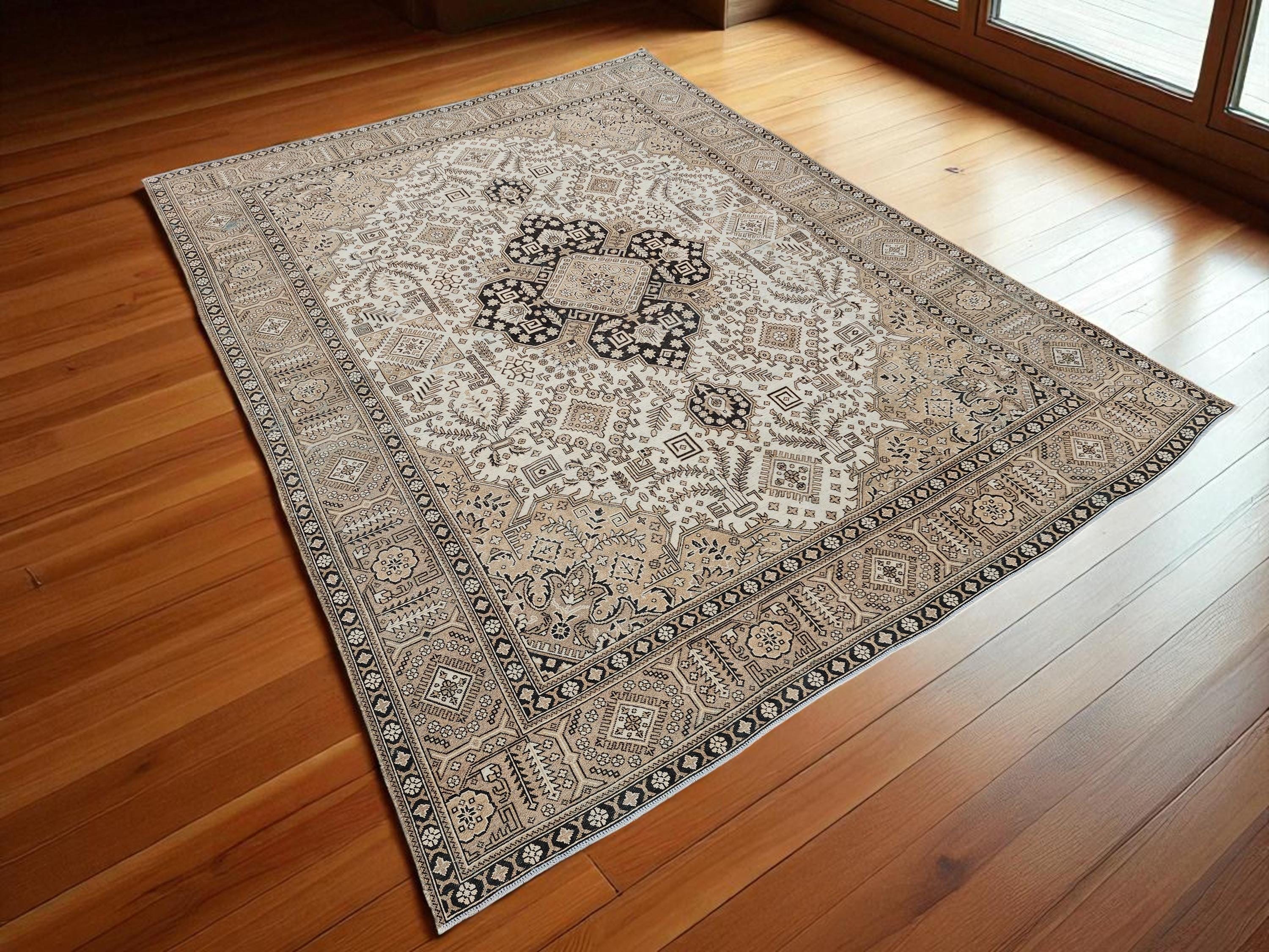 10x13 Rugs Brown, Large Vintage Rugs, Handmade Rugs Boho, 10x13