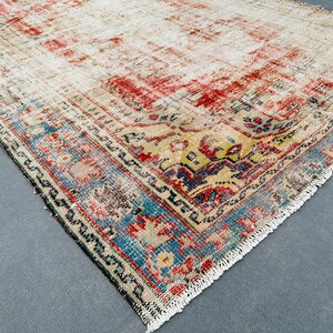 Large 6x9 Vintage Turkish Oushak Rug: Hand-Knotted Wool Area Carpet