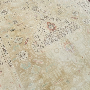 Large Turkish Rug, Oversize Vintage Rug, 10x12 Area Rug, Handmade Rug 10x12, Natural Area Rug, Oushak Large Rug,10x12 Beige Rug,Carpet 10x12