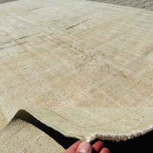 8x11 Oversize Oushak Rug,Turkish Oversize Rug,8x11 Bohemian Rug,Antique Area Rug,Neutral Vintage Handmade Beige Brown Wool Large Oushak Rug