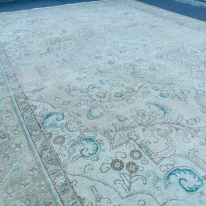 10x12 Oversize Rug, 10x12 Vintage Large Rug, Beige Green Rug, Turkish Area Rug, 10x12 Beige Rug, Living Room Rug, Handmade Turkish Rug,