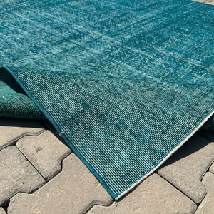 Blue Rug 8x10, Vintage Area Rug, Livingroom Rug 8x10, 8x10 Turkish Rug, Bedroom Rug 8x10, Modern Rug Blue, Large Blue Rug, Large Oushak Rug