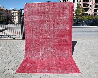 5x8 Red White Rug, 5x8 Large Rug, 5x8 Turkish Red Rug,Contemporary Red Rug,Red Oriental Rug,Large Area Rug,Wool Rug Large,5x8 Red Oushak Rug
