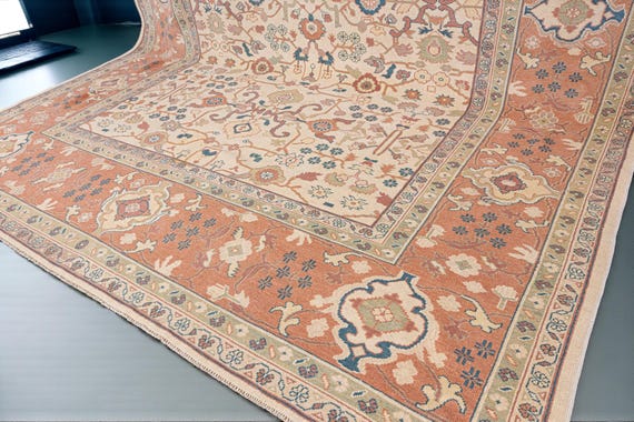 8x11 Vintage Rugs, Large Turkish Rug, Oversize Oushak Rug, Wool