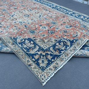 8x11 Vintaeg Rug, 8x11 Red Rug, 8x11 Red Blue Rug, Large Oushak Rug, 8x11 Oversize Rug, Living Room Rug 8x11,Bedroom Rug 8x11, 8x11 Rug