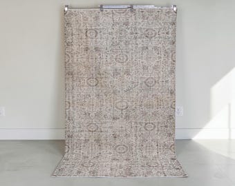 Tappeto di lana 6x9, tappeti turchi vintage, Oushak fatto a mano, tappeto Boho 6x9