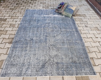 4'6x7'2 feet,blue rug,vintage rug,oushak rug,large rug,vintage area rug,bohemian rug,tribal rug,vintage turkey rug,handmade rug,turkey rug