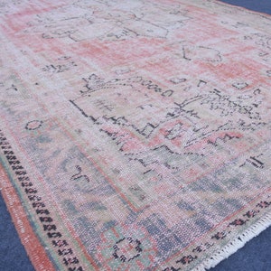 7x10 Rug Large, Large Pink Rug, 7x10 Vintage Rug, Handmade 7x10 Rug, Wool Oushak Rug, 7x10 Oversize Rug, Turkish Area Rug, 7x10 Area Rugs