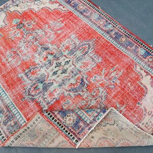 Vintage 5x7 Rug, Red Blue Rug 5x7, 5x7 Handwoven Rug, Turkish Area Rug, 5x7 Carpet Boho, Area Rugs 5x7, Family Vintage Rug,Oriental Rug Wool