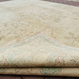 10x12 Large Turkish Rug, Beige Green Rug, 10x12 Oversize Rug, Handmade Wool Rug, Living Room Rug, 10x12 Carpet, Dining Room Rug, 10x12 Rug