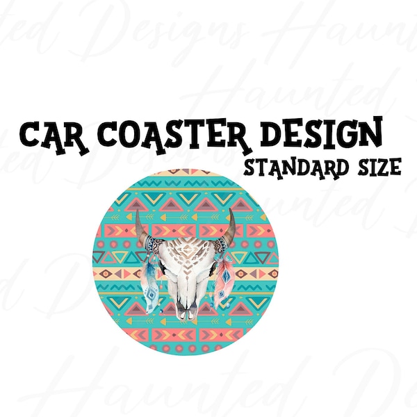 Car Coaster Tribal Skull Templates Design Bundle Sunflower Cheetah PNG, Clip Art Design, Instant Digital Download