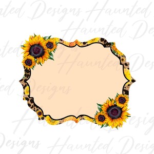 Sunflower Background Frame Cheetah Sublimation PNG, Craft, Clip Art Design, Instant Digital Download