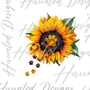 Paw Print zonnebloem hond moeder Instant digitale download sublimatie ontwerp PNG Clipart Craft DTF
