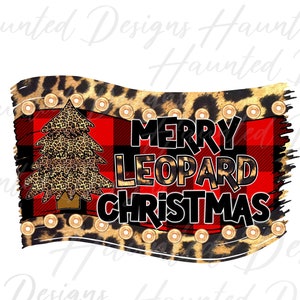 Vrolijke kerstboom luipaard selectiekader Buffalo geruite sublimatie ontwerp PNG Clipart Craft, digitale download DTF
